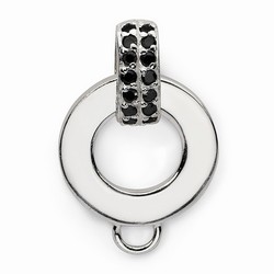 Black and White CZ Round Charm Holder Pendant By Amore La Vita