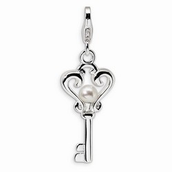 Freshwater Cultured Pearl Key Charm By Amore La Vita