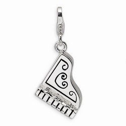 Black Grand Piano 3-D Charm By Amore La Vita