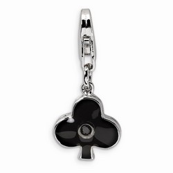 Black Club Shaped CZ Charm By Amore La Vita