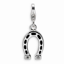 Black Horseshoe Charm With Swarovski Elements By Amore La Vita