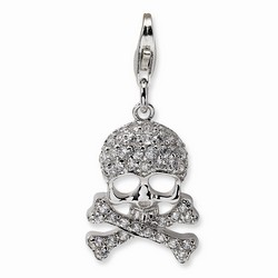 Skull And Cross Bones Charm With CZs By Amore La Vita