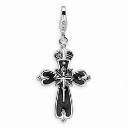 Black Cross Charm With Swarovski Elements By Amore La Vita