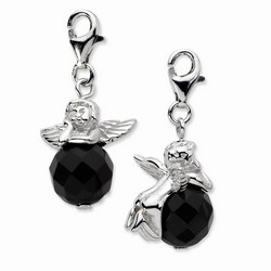 Angel Charm With Moveable Black Onyx Stone By Amore La Vita