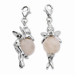 Fairy Charm With Moveable Rose Quartz Stone By Amore La Vita