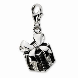 Black Christmas Present 3-D Charm By Amore La Vita