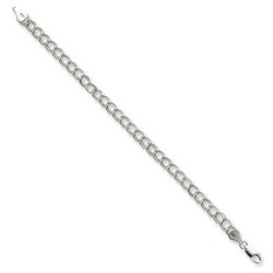 6mm Double Link Charm Bracelet in 925 Sterling Silver