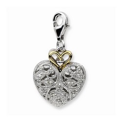 3-D Filigree Heart Charm By Amore La Vita