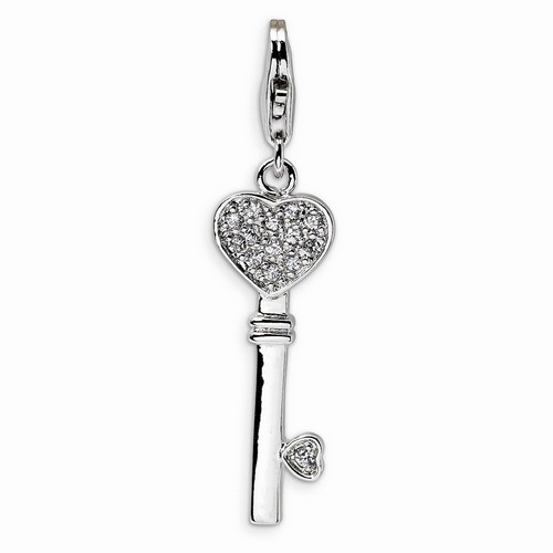 Heart Top CZ Key Charm By Amore La Vita