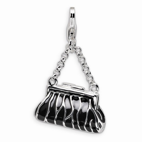 Reverse Zebra Print Purse 3-D Charm By Amore La Vita