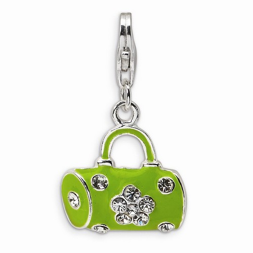 Green Flower Crystal Purse Charm By Amore La Vita