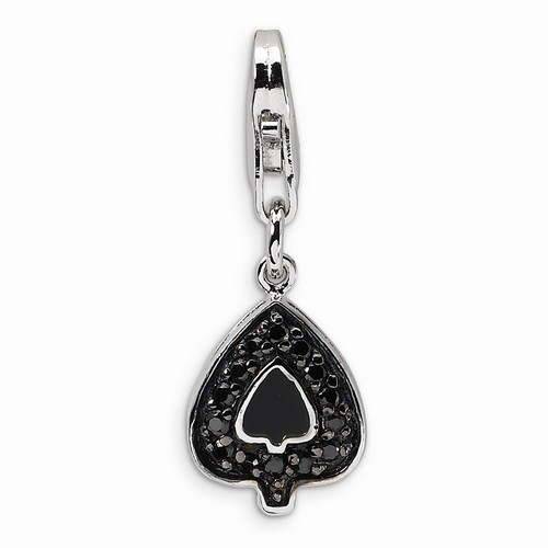 Black Spade Shaped CZ Charm By Amore La Vita