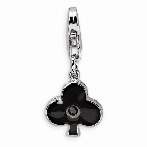 Black Club Shaped CZ Charm By Amore La Vita