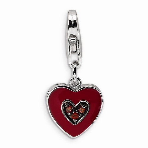 Red Heart Shaped CZ Charm By Amore La Vita