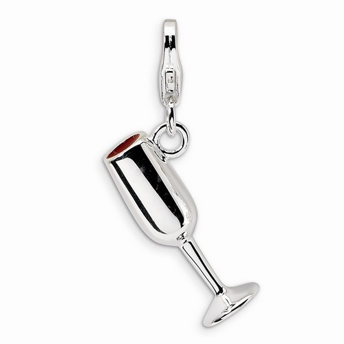 Red Wine Flute 3-D Charm By Amore La Vita