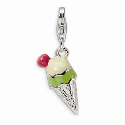 Ice Cream Cone 3-D Charm With Cherry By Amore La Vita