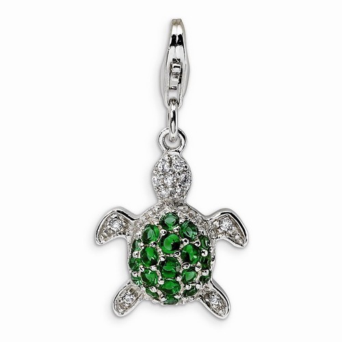 Green CZ Sea Turtle Charm By Amore La Vita