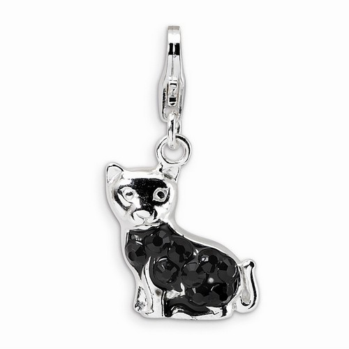 Cat Charm with Black Swarovski Crystals By Amore La Vita