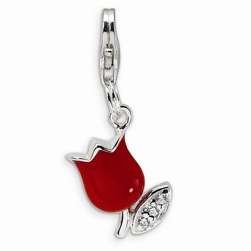 Red Tulip Flower Charm By Amore La Vita