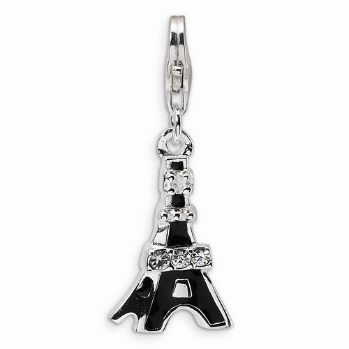 Black Eiffel Tower 3-D Charm With CZs By Amore La Vita