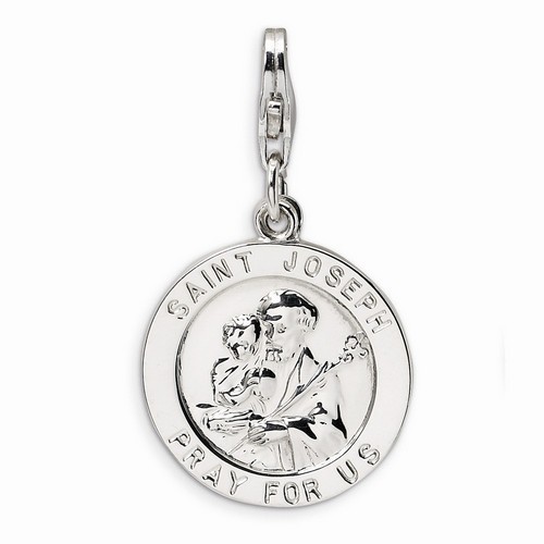 Large Round Saint Joseph Medal Charm By Amore La Vita