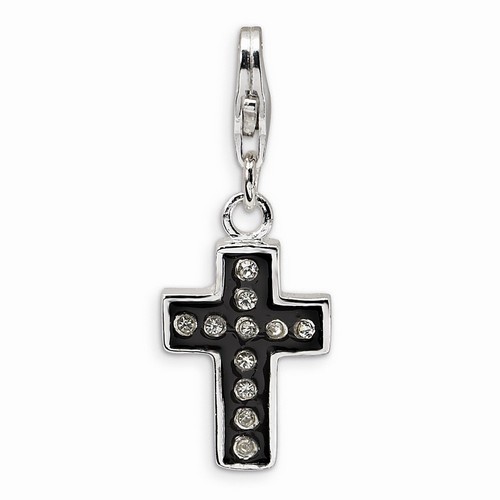 Black Cross Charm With Swarovski Elements By Amore La Vita