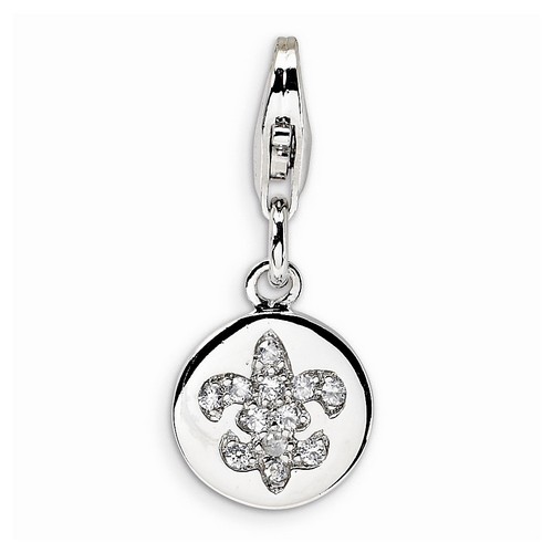 Fleur De Lis Ornament Charm With CZs By Amore La Vita