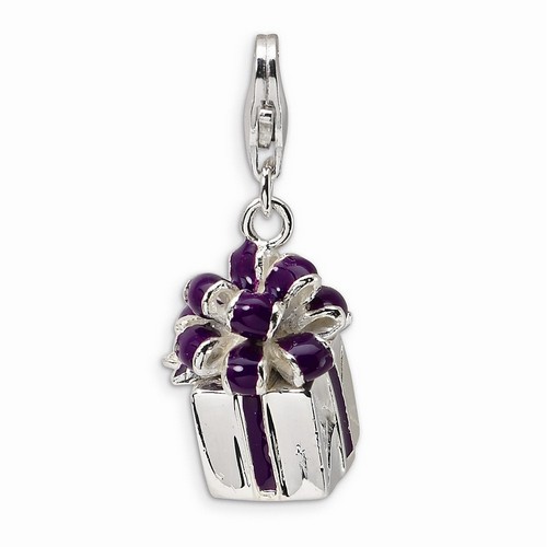 Purple Christmas Present 3-D Charm By Amore La Vita