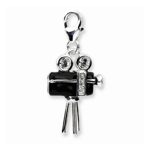 Swarovski Black Movie Camera 3-D Charm By Amore La Vita