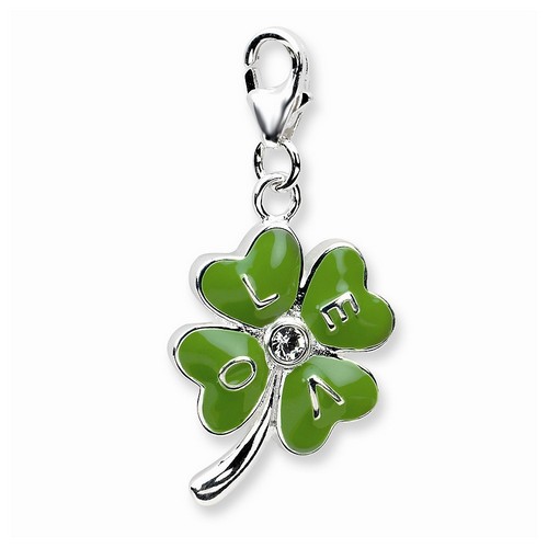 Swarovski Green Love 4-Leaf Clover 3-D Charm By Amore La Vita