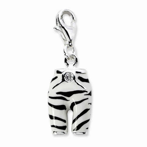 Zebra Print Pants With CZ Belt Charm By Amore La Vita