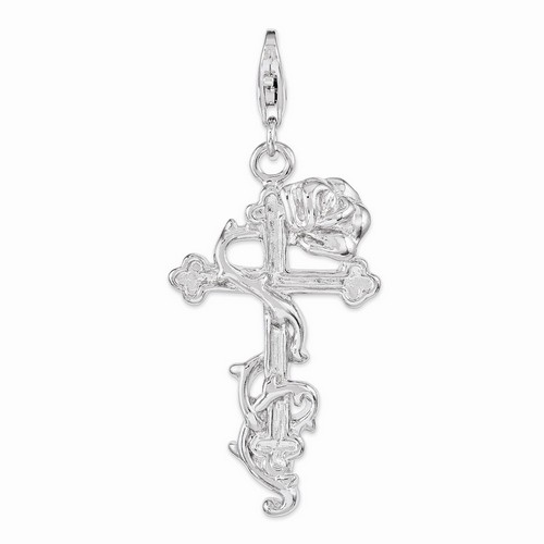 Cross With Climbing Rose Charm By Amore La Vita