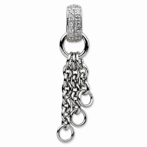 Medium CZ Oval Shaped Charm Carrier Pendant By Amore La Vita