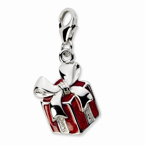 Red Christmas Present 3-D Charm By Amore La Vita