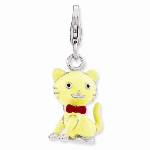 Yellow Cat Charm With Bow Tie By Amore La Vita