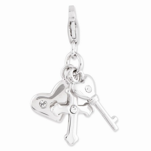 Heart Cross And Key Charm By Amore La Vita