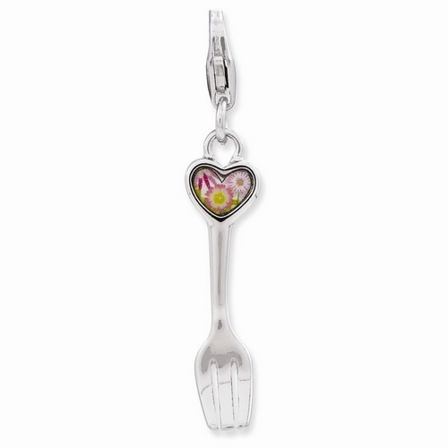 Flower Heart Fork 3-D Charm By Amore La Vita