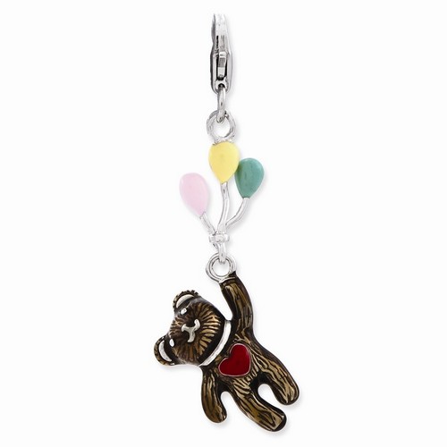 Bear Holding Balloons 3-D Charm By Amore La Vita