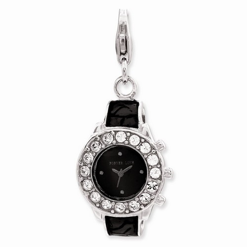 Swarovski 3-D Black Watch Charm By Amore La Vita