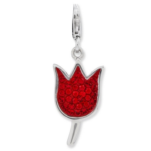 Red Tulip Charm With Swarovski Elements By Amore La Vita