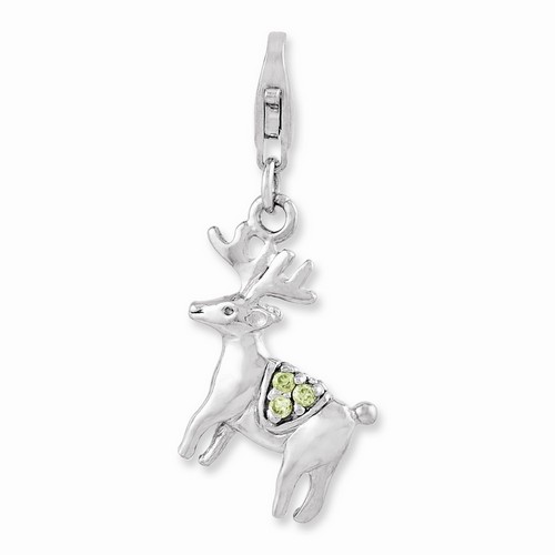 3-D Green CZ Reindeer Charm By Amore La Vita