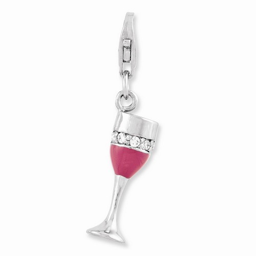 3-D Champagne Glass Charm By Amore La Vita