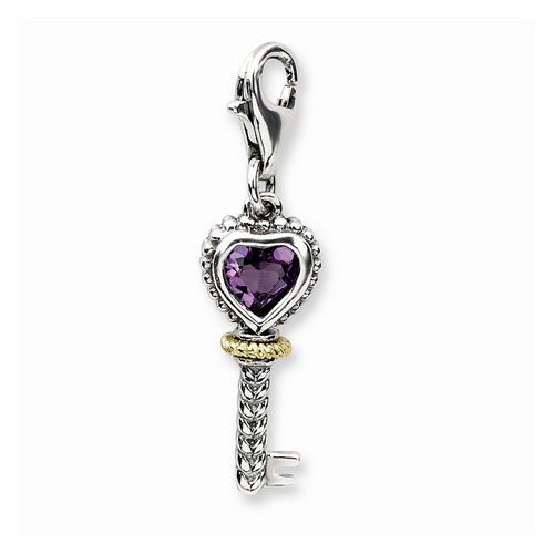 Amethyst Vintage Key Charm By Amore La Vita