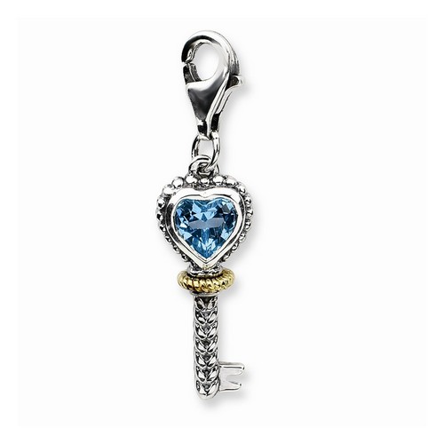 Blue Topaz Vintage Key Charm By Amore La Vita