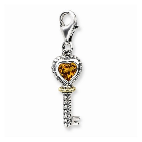 Citrine Vintage Key Charm By Amore La Vita