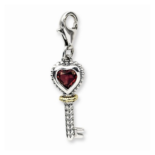 Garnet Vintage Key Charm By Amore La Vita